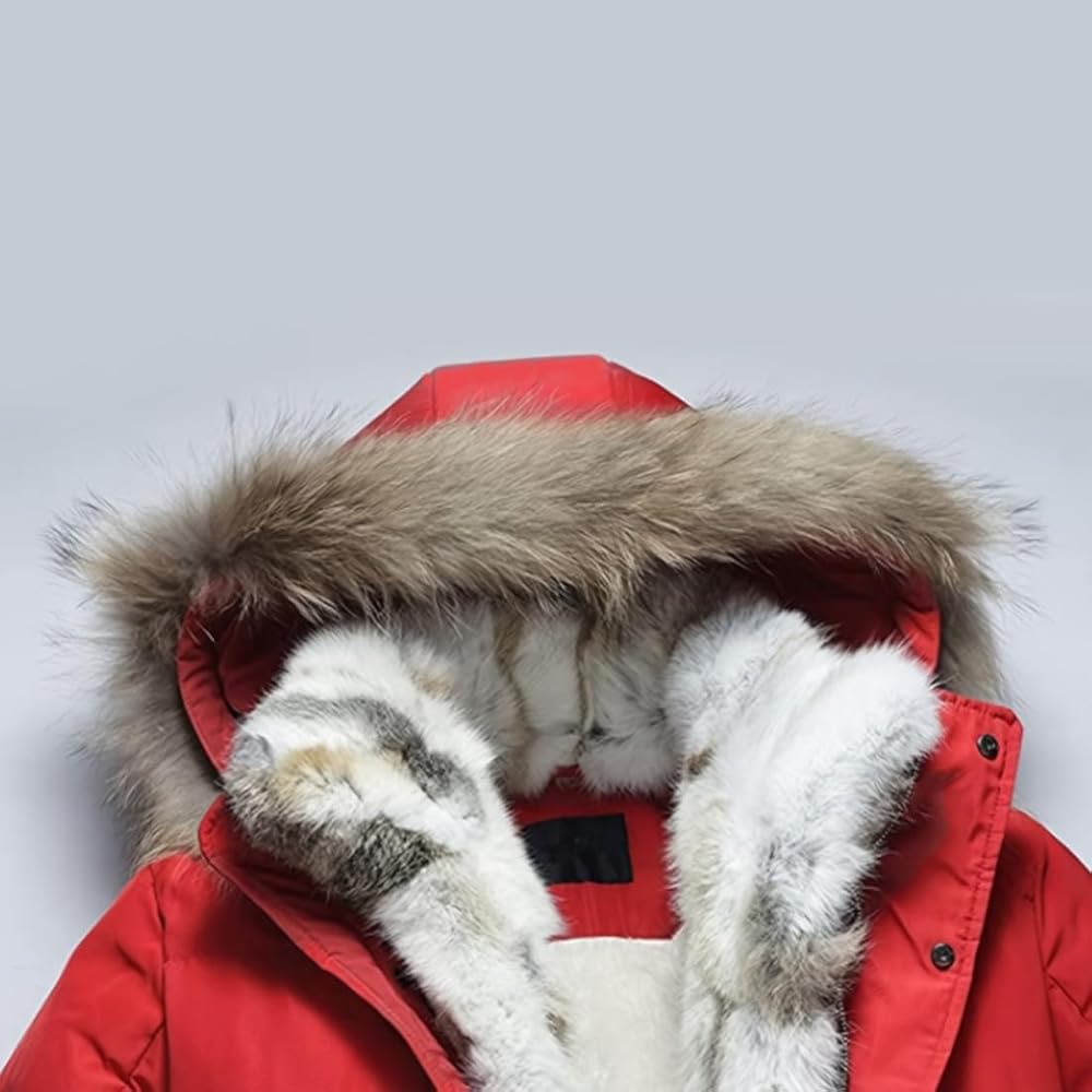 HZCX FASHION Men's Fur Collar Hooded Warm Fleece Lined Down